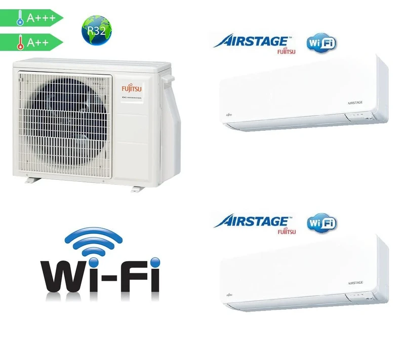 Инверторни климатици Мулти сплит система Fujitsu AOYG18KBTA2 ( 2 x ASEH12KNCA / 2 x 12000 Btu ) WIFI AIRSTAGE