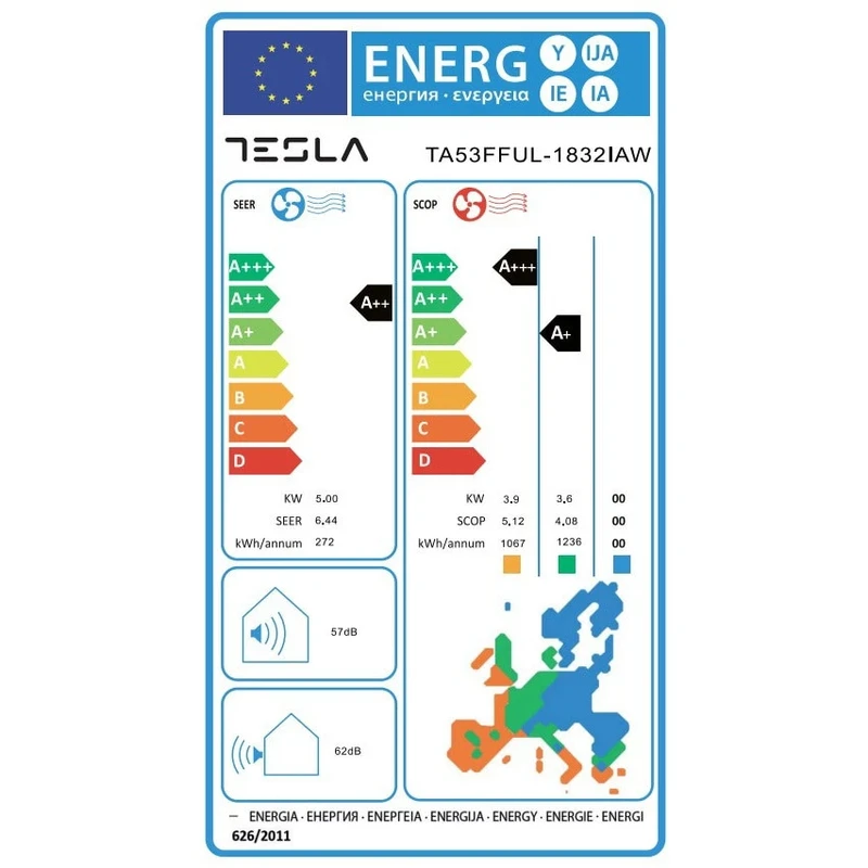 Инверторни климатици TESLA TA53FFUL-1832IAW WIFI С БЕЗПЛАТЕН ПРОФЕСИОНАЛЕН МОНТАЖ